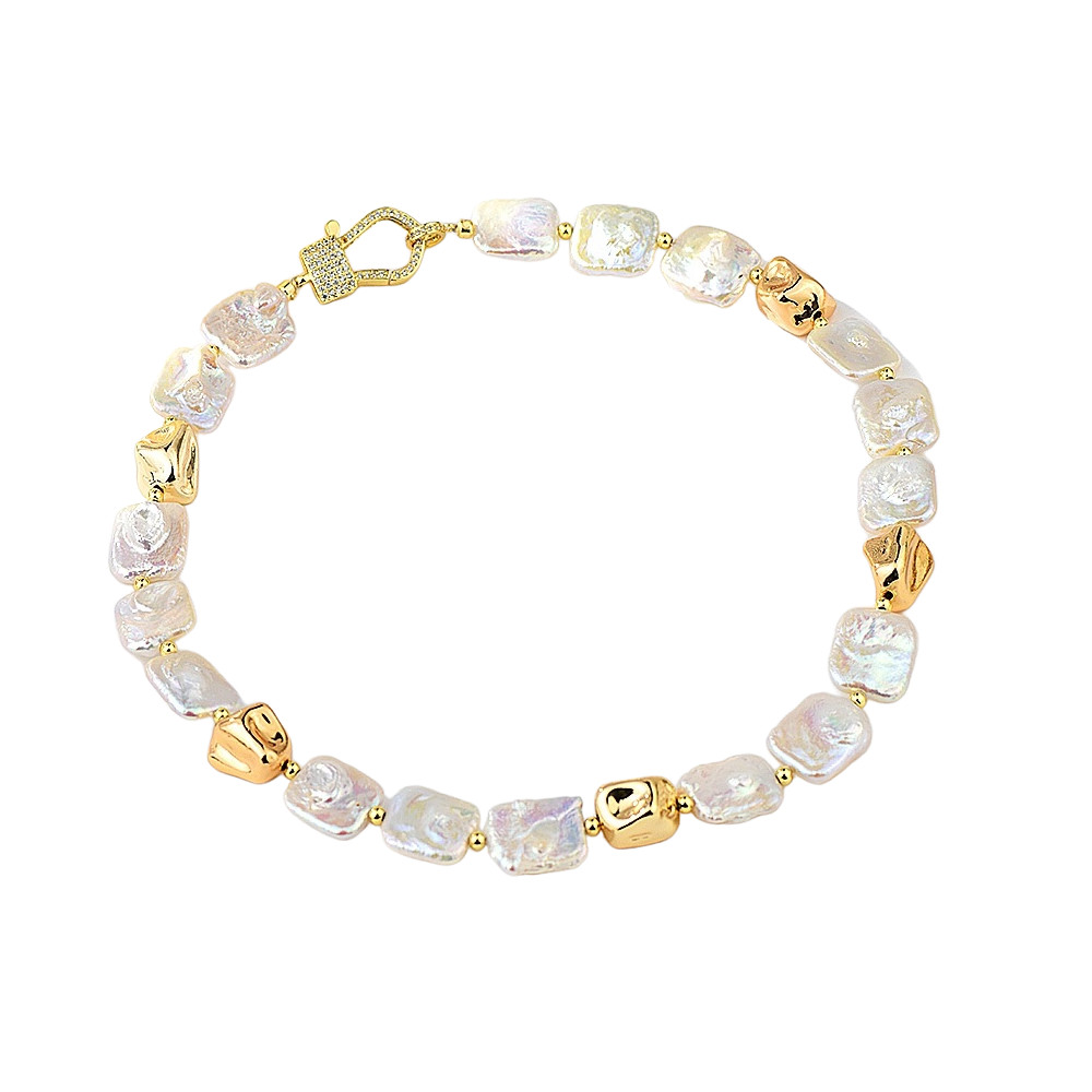 Colier Perle Naturale Baroc Cu Insertii Aurii Charlize