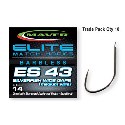 Carlige Maver Elite ES43 Silverfish Wide Gape, 10bc (Marime Carlige: Nr. 14) 10bc