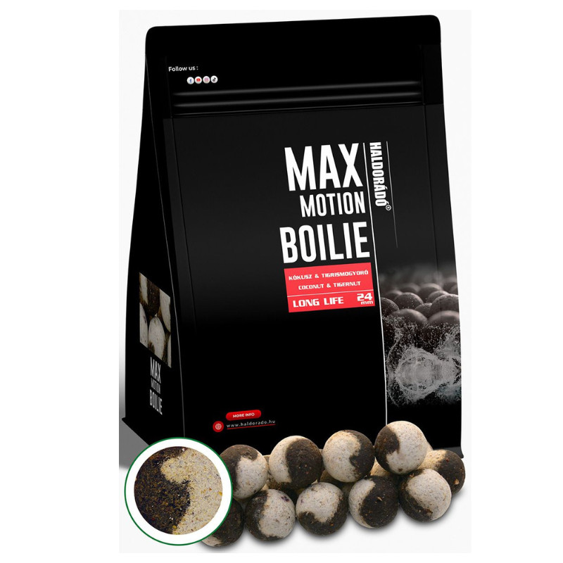 Boilies Haldorado Max Motion Boilie Long Life, 24mm, 800g (Aroma: Black Squid) Pret Super Mic 24mm