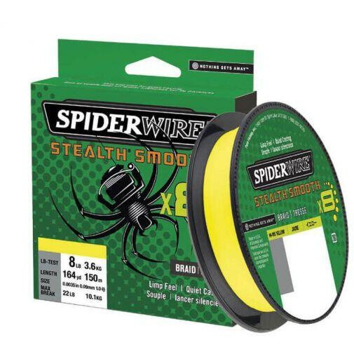 Fir textil Berkley Spiderwire Stealth Smooth 8x, galben, 150m (Diametru fir: 0.09 mm)