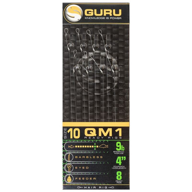 Carlige legate Guru QM1 Standard Hair Rigs, 0.19mm, 8bc (Marime Carlige: Nr. 10) Guru