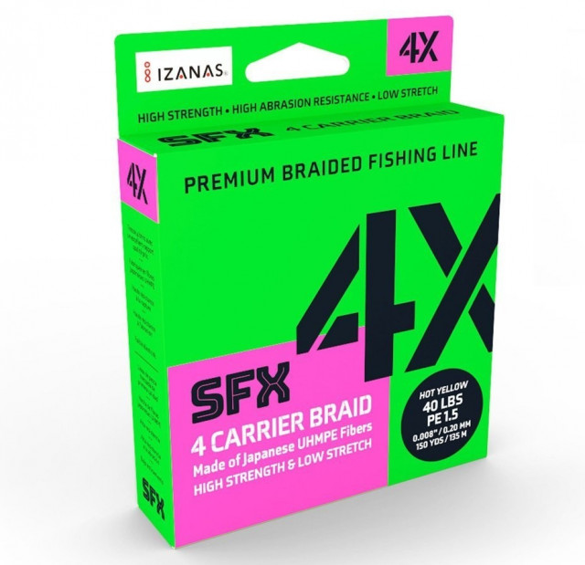 Fir textil Sufix SFX 4 Carrier Braid, Hot Yellow, 135m (Diametru fir: 0.20 mm)