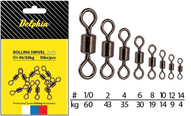 Vartej Delphin Rolling Swivel A-01,10buc/plic diverse marimi (Marime: 8) A-0110buc/plic