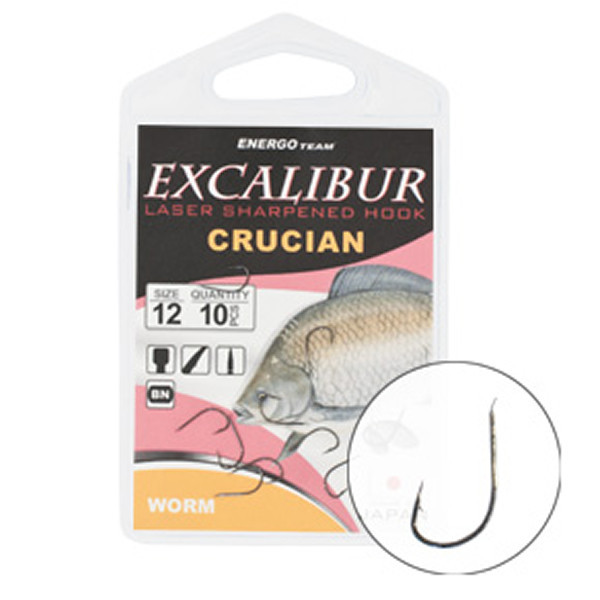 Carlige Excalibur Crucian Worm, 10buc (Marime Carlige: Nr. 8)
