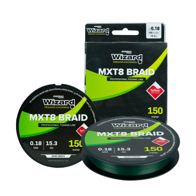 Fir textil Wizard MTX8 Braid Dark Green, 150m (Diametru fir: 0.12 mm) pescar-expert.ro