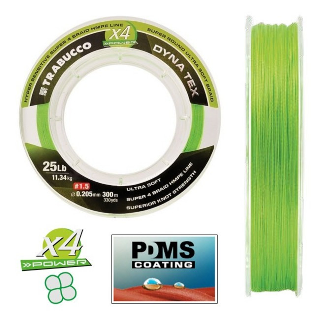 Fir X4 Power Lime Yellow, 150m Trabucco (Diametru fir: 0.14 mm)