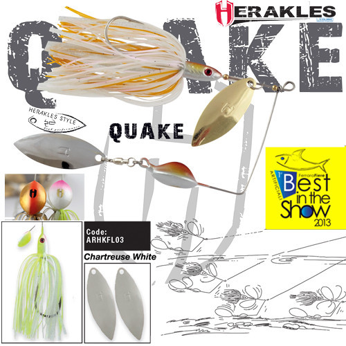 Spinnerbait Herakles Quake, Chartreuse/White, 17.5g