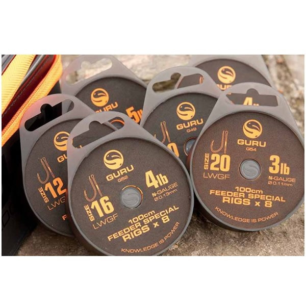 Montura LWGF Feeder Rigs nr.16/0.13mm/4lb / 8buc/ plic Guru