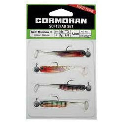 Set Shad Minnow S Nature 7.5cm/5g/ 4buc/plic/ carlig 1/0 Cormoran