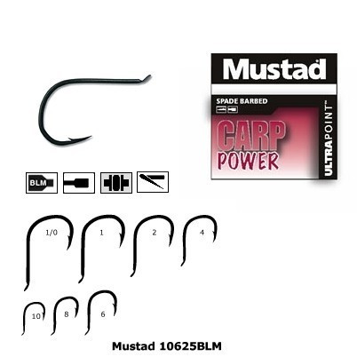 Carlig negru, forjat, revers, rotund 10 buc/ plic (M.10625BLM) Mustad (Marime Carlige: Nr. 2)