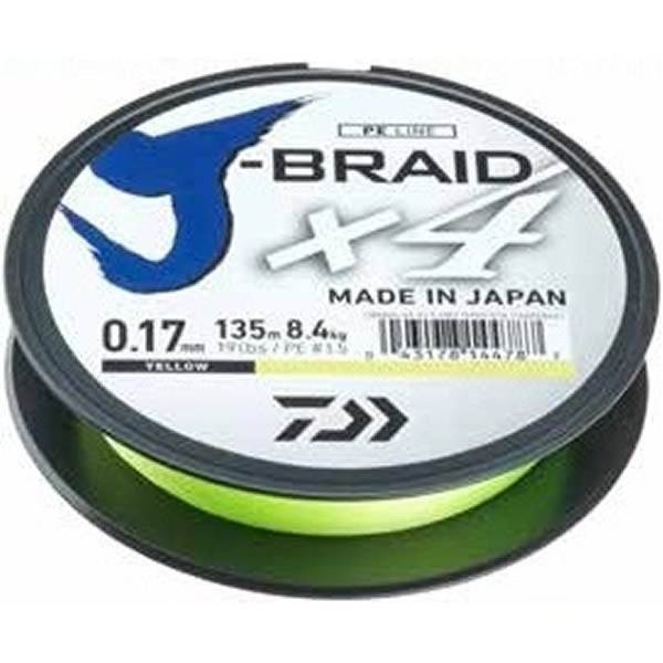 Fir textil J-Braid X4 135m Daiwa (Diametru fir: 0.17 mm)