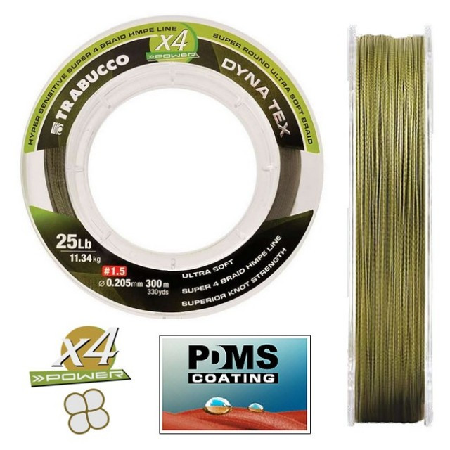 Fir X4 Power Moss Green, 300m Trabucco (Diametru fir: 0.43 mm)