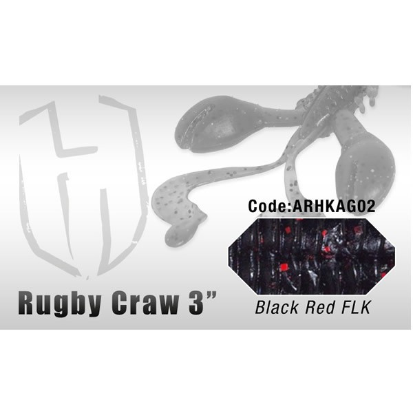Grub Rugby Craw 3″ 7.6cm Black Red FLK 8buc/plic Herakles 7.6cm
