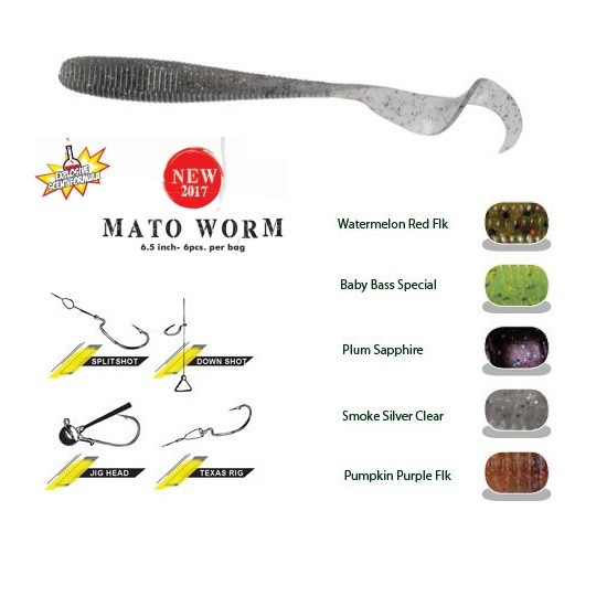 Grub Mato Worm 6.5″ 16.5cm Smoke Silver Clear Herakles 16.5cm