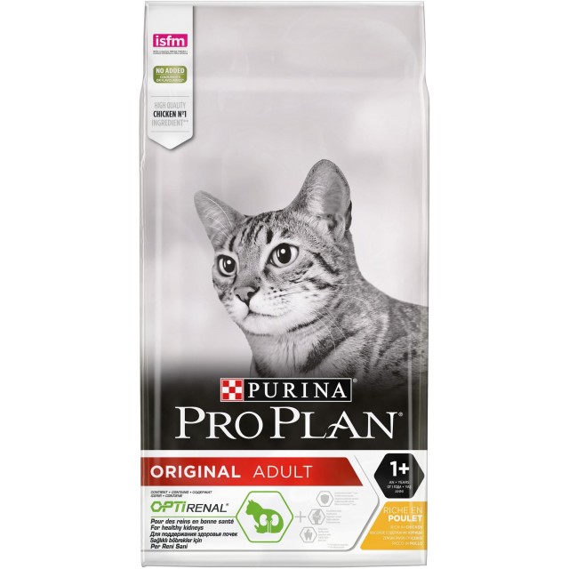Hrana uscata pentru pisici, Pro Plan, Optirenal Adult cu Pui, 10 KG