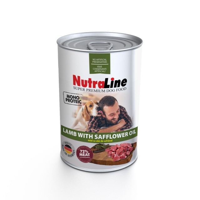 Hrana umeda pentru caini, Nutraline, Dog Adult Monoprotein Miel Ulei de Sofranel, 800 G
