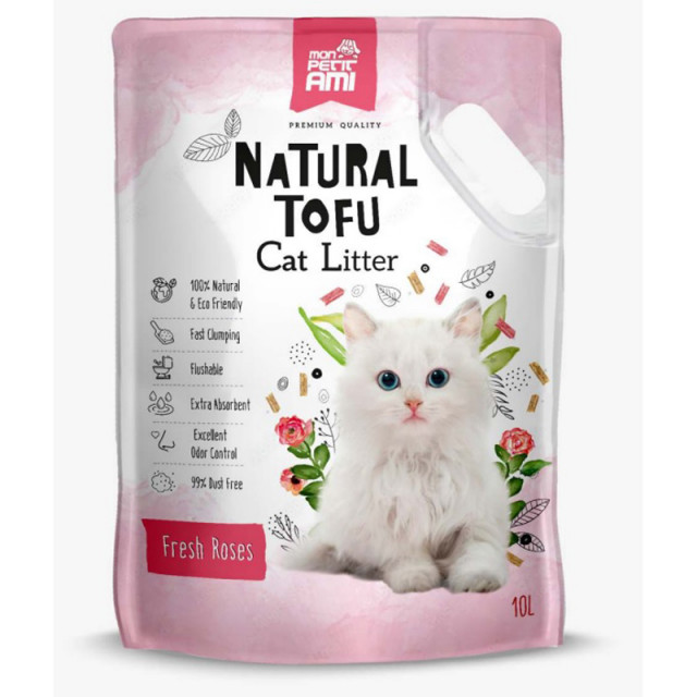 Asternut igienic pentru pisici, Mon Petit Ami Tofu Trandafiri, 10L
