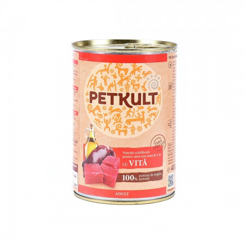 Hrana umeda pentru caini, PetKult Adult, Vita, 400G