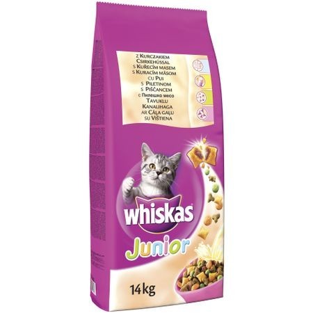 Hrana uscata pentru pisici, Whiskas, Junior Pui, 14Kg