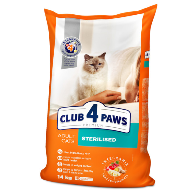 Hrana uscata pentru pisici, Club 4 Paws Adult Sterilizat, 14 Kg