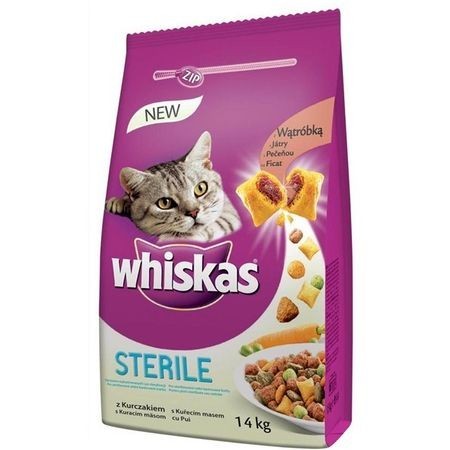 Hrana uscata pentru pisici, Whiskas, Sterilizate Pui, 14Kg