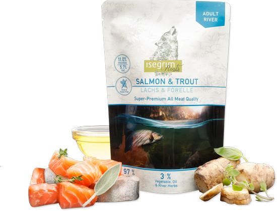 Hrana umeda pentru caini, Isegrim, Salmon & Trout, 410 G