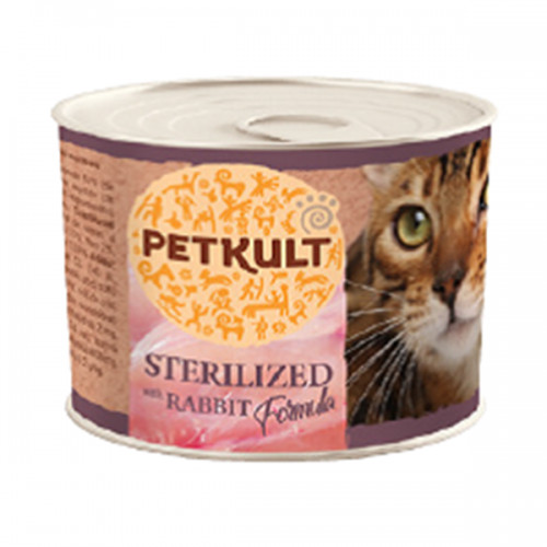 Hrana umeda pentru pisici, Petkult Cat, Sterilised cu Iepure, 185G