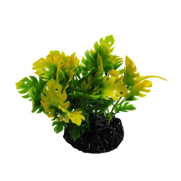 Plante plastic acvariu, Resun, Big Leaf Green/Yellow, 10 CM