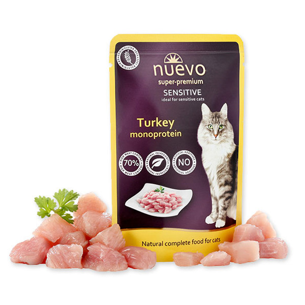 Hrana umeda pentru pisici, Nuevo, Sensitive Curcan, 85 g