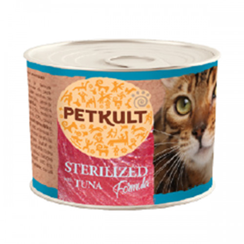 Hrana umeda pentru pisici, Petkult Cat, Sterilised cu Ton, 185G