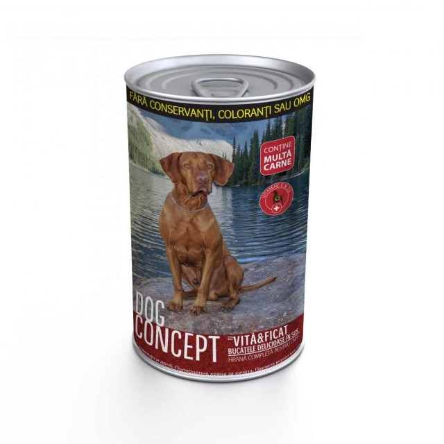 Hrana umeda pentru caini, Dog Concept, Vita si Ficat, 415 G