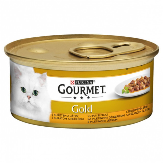 Hrana umeda pentru pisici, Gourmet Gold cu pui si ficat in sos, 24 x 85g