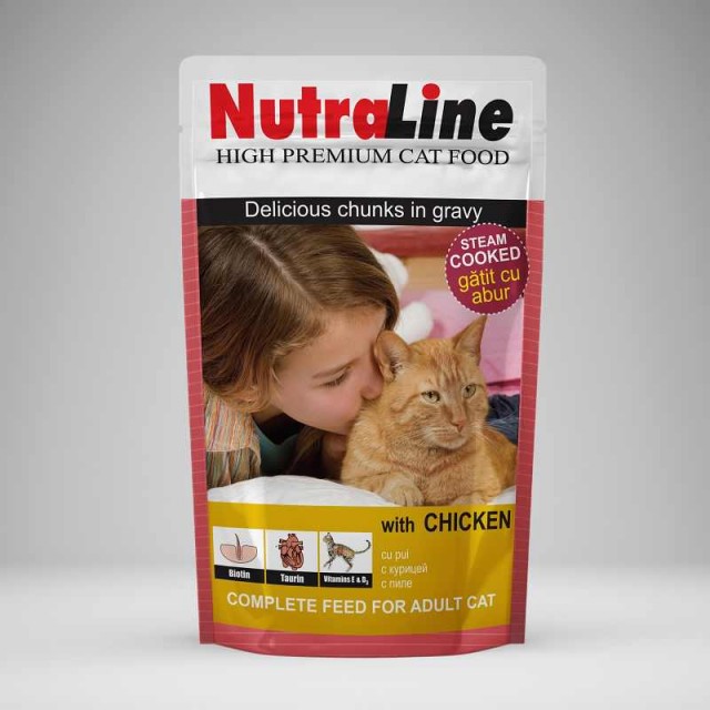 Hrana umeda pentru pisici, Nutraline, Classic Pui, 100 g