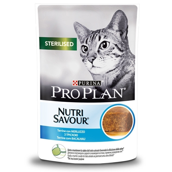 Hrana umeda pentru pisici, Pro Plan Nutri Savor Sterilizata Terina cu Cod, 85g