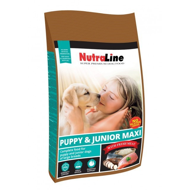 Hrana uscata pentru caini, Nutraline Dog Puppy&Junior Maxi, 12,5 Kg