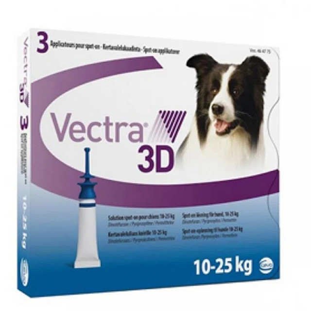 Vectra 3D 10-25 kg, cutie cu 3 pipete solutie spot-on x 8 ml, Ceva