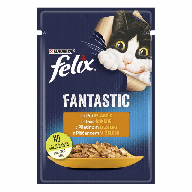 Hrana umeda pentru pisici, Felix Fantastic Pui in Aspic, 26x85 g