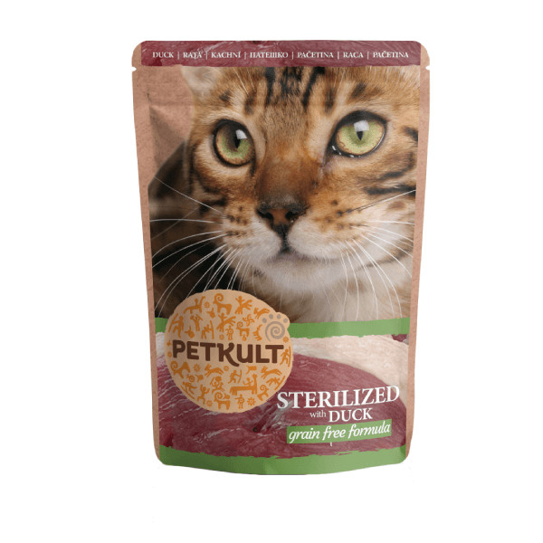 Hrana umeda pentru pisici, Petkult Cat, Sterilizat cu Rata, 100G