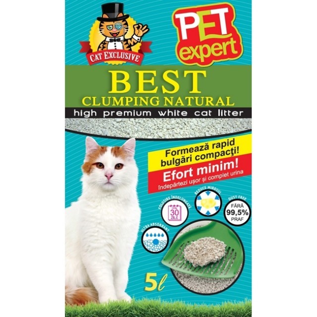 Nisip pentru pisici, Pet Expert, Clumping Natural, 5 l