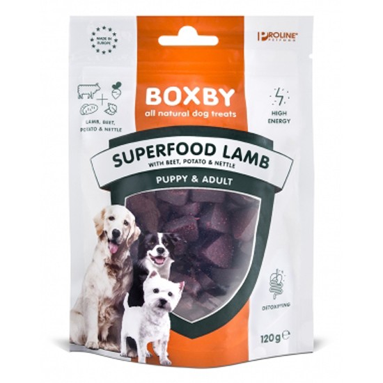 Recompense pentru caini, Boxby Superfood Lamb, Beet & Nettle, 120g