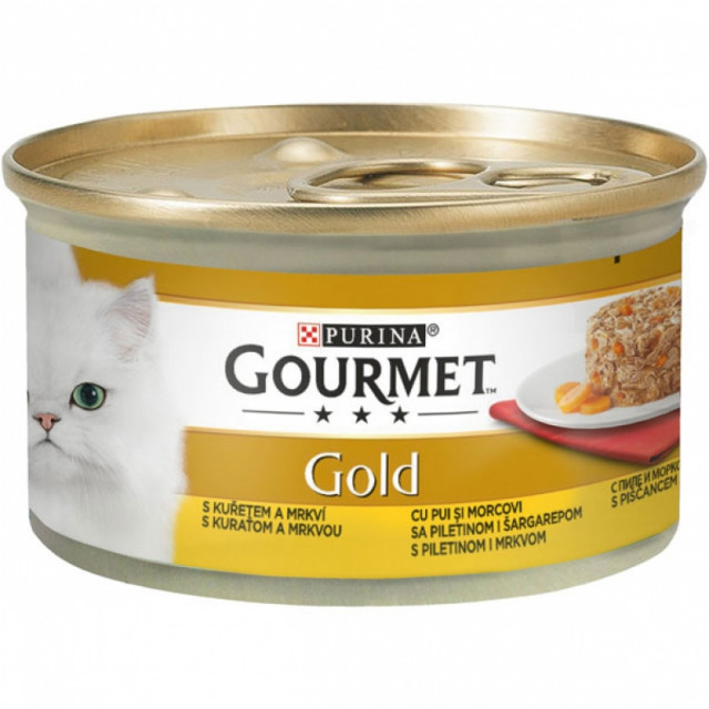 Hrana umeda pentru pisici, Gourmet Gold, Pui si Morcovi, 24 X 85g