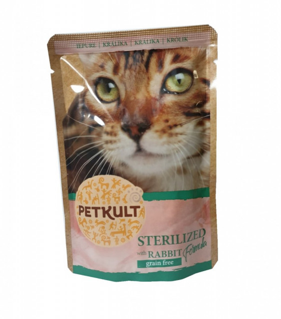 Hrana umeda pentru pisici, Petkult Cat, Sterilised cu Iepure, 100G