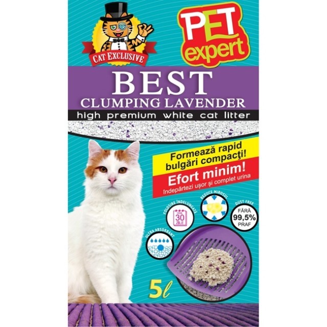 Nisip litiera pisici, Pet Expert, Clumping Lavanda Bentonita, 5l