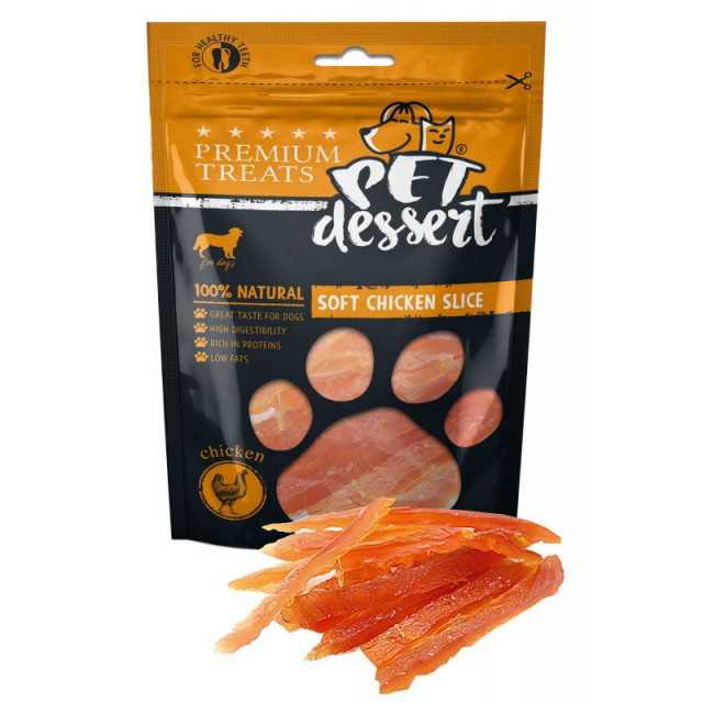 Recompense pentru caini, Pet's Desert Dog Soft Chicken Slice 80g LSC-02