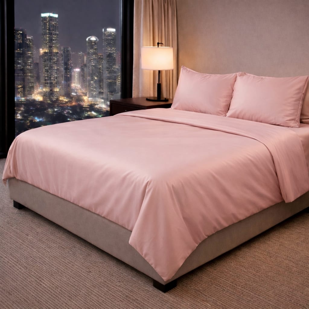 Lenjerie de Pat Satin – Hotel Supplier – 100% Bumbac Premium Satinat – 300 TC Dusty Pink