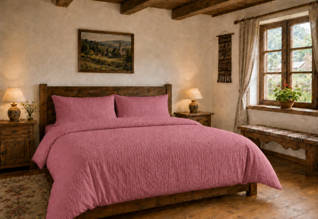 1 Lenjerie de pat hotel CREPON 125 gr/mp Corai