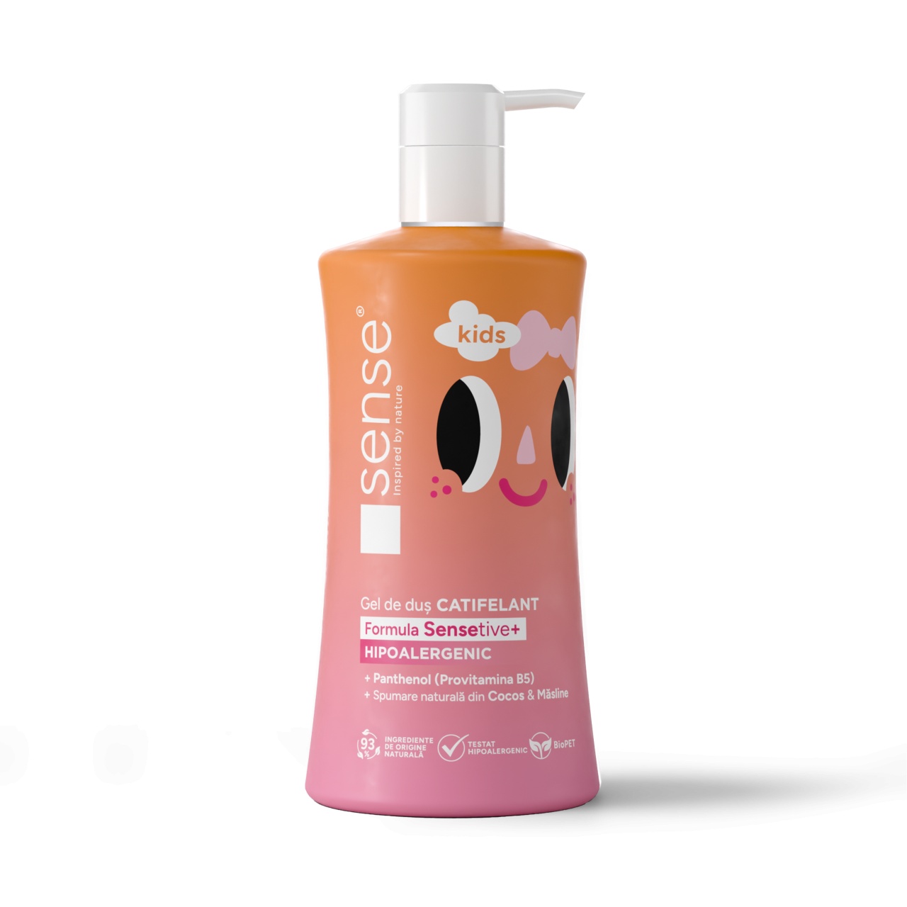 Gel de Dus Sensetiv+, Roz, Copii, Hipoalergenic, 330ml – SENSE KIDS