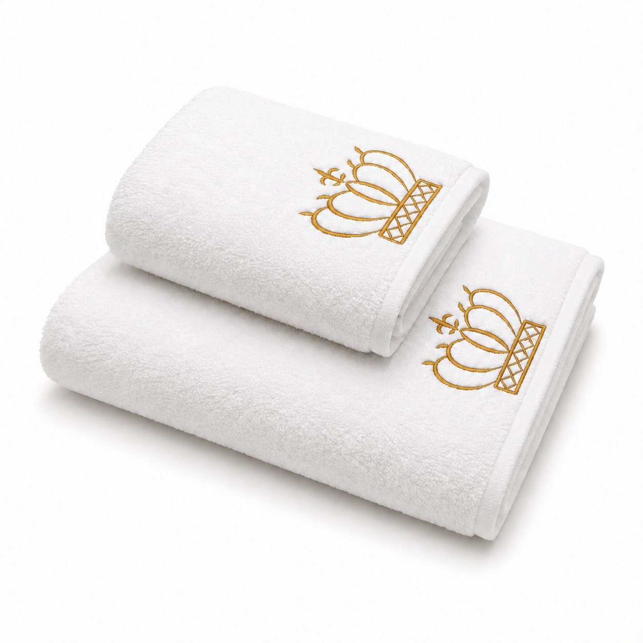 Set 2 Prosoape Baie Brodate – Bumbac 100% (680–700 g/m²), Broderie Aurie sau Argintie