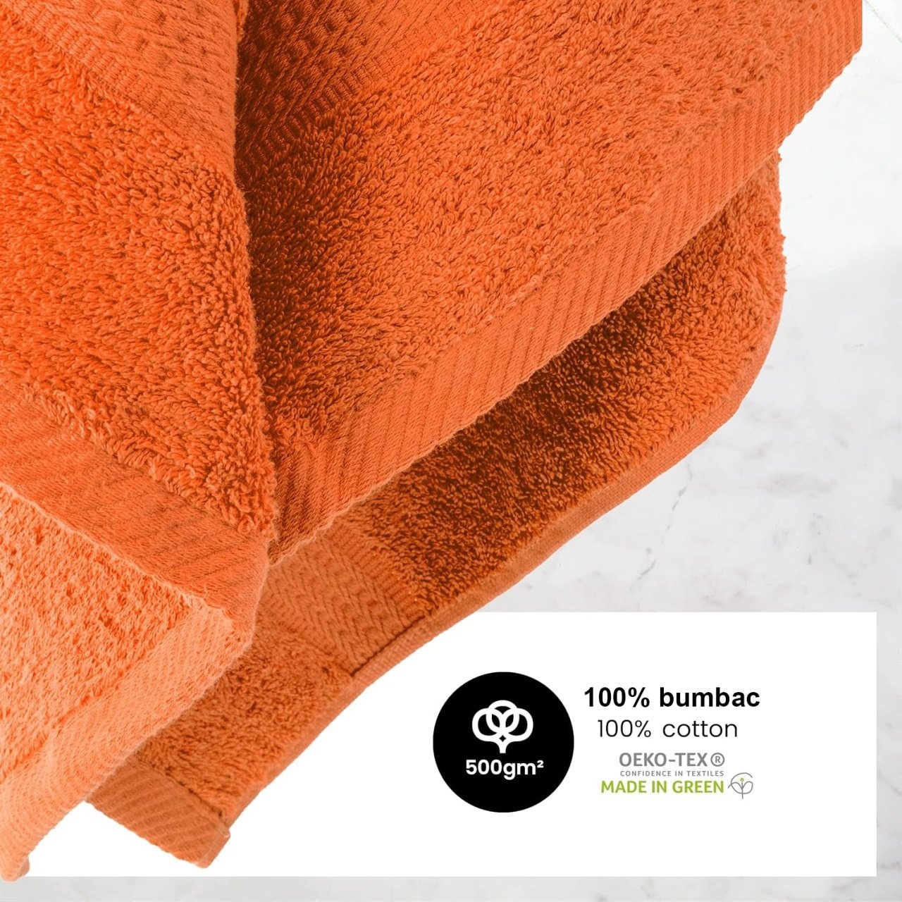 Prosop 100% bumbac 500 g/mp, premium, 70x140cm -Portocaliu