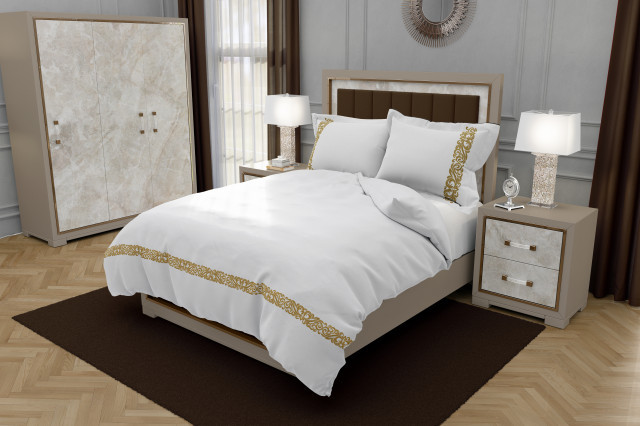 Lenjerie Saten - 155gr/mp - Matrimoniala - Broderie Golden